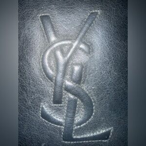 YSL Gunmetal Leather Clutch